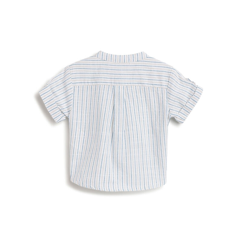 Boys White & Blue Striped Short Sleeve Shirt image number 1